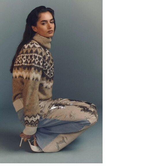 ANTHROPOLOGIE Pilcro Sequin High-Rise Wide-Leg Skater Jeans 28 blue nwt - Picture 4 of 5